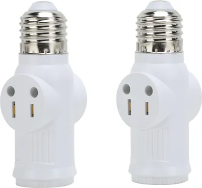 Image de 2 adaptateurs de douille de lampe à 3 broches, convertisseur d'adaptateur de sortie d'ampoule E26 blanc