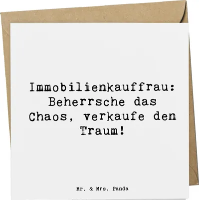 Produktbild von Mr. & Mrs. Panda Grußkarte Spruch Immobilienkauffrau - Weiß - Geschenk, doppelkarte, Besichtigungsführung, Immobilienverkauf, Klappkarte, faltkarte, Glückwunschkarte