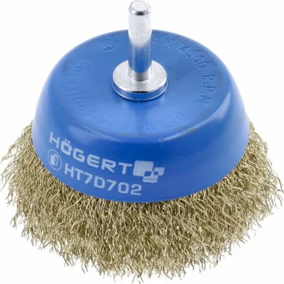 Image de Brosse métallique Högert avec tige de 75 mm, fil de laiton de 0,3 mm
