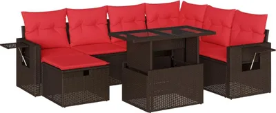 Obrázok produktu pre vidaXL 8-dielna záhradná sedacia súprava s vankúšmi, hnedá, polyratan