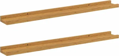 Produktbild von vidaXL Wandregal mit Regal 2 pcs Beige 80 x 9 x 3 cm Holzwerkstoff