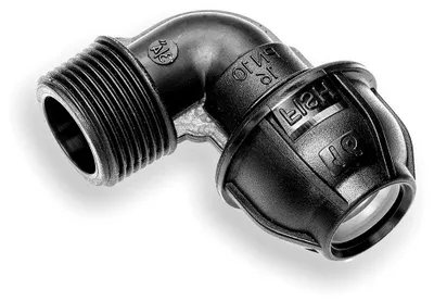Produktbild von 2 Stück PE Winkel AG 16mm x 3/4 Zoll Außengewinde Fitting für PE-Rohre