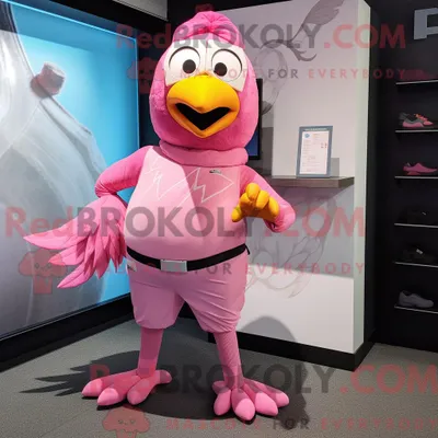 Zdjęcie produktu dla Pink REDBROKOLY Pigeon-maskotdraktfigur figurka z utslettvakt i pannebånd