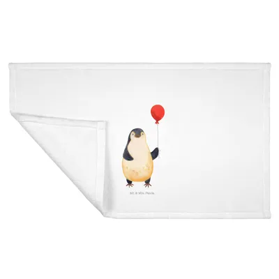 Produktbild von Mr. & Mrs. Panda Handtuch Pinguin Luftballon - Weiß - Geschenk, Jahrmarkt, Geschenkidee, gesichtstuch, Flauschtuch, Motivation, Pinguine, Liebe, Kirmes, 50x100, kleines