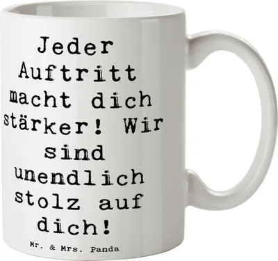 Produktbild von Mr. & Mrs. Panda Kaffeetasse Spruch Vokale musikalische Auftritte meistern - Weiß - Geschenk, Tasse, Vertrauem, Bühne, Mutmacher, Bühnenauftritt, Selbstbewusstsein, Trost