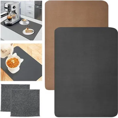 Image de Tapis de cuisine à séchage rapide, marron et gris, 40 x 30 cm