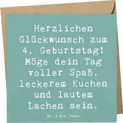 Produktbild von Mr. & Mrs. Panda Grußkarte Spruch 4. Geburtstag - Meeresbrise - Geschenk, Alter 4, anlasskarte, Happy Birthday, Geburtstagsdeko, besondere Momente, Glückwunschkarte