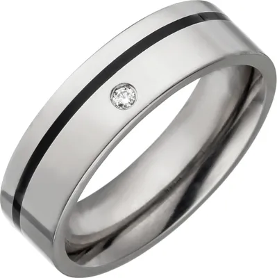 Produktbild von Gr. 64 Partner Ring Titan mit Keramik schwarz 1 Diamant Brillant Partnerring Titanring