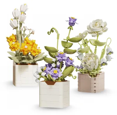 Produktbild von Bausatz Blumen Bausteine Strauß - Blumenmodell - Erwachsene - 3 Flower Pack C