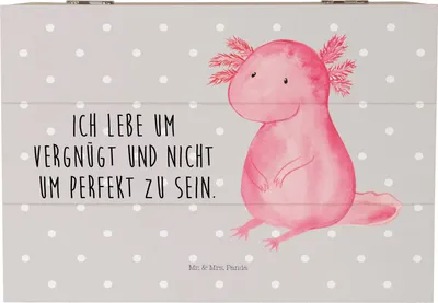 Produktbild von Mr. & Mrs. Panda Kiste Axolotl Niedlich 22 x 15 cm - Grau Pastell - Geschenk, Schatulle, Liebe, geschenkkiste, Fröhlich, Erinnerungskiste, Lebensweisheit, Freundin