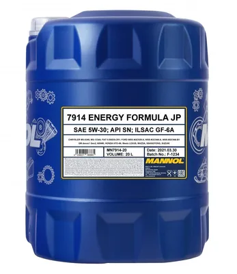 Produktbild von 20 Liter MANNOL 5W-30 ENERGY FORMULA JP DEXOS 1 Ford WSS-M2C929-A Ford WSS-M2C946-A Ford WSS-M2C946-B1 Fiat 9.55535-SR1 Honda HTO-06 GM 6094-M Chrysler MS-6395 Chrysler MS-13340