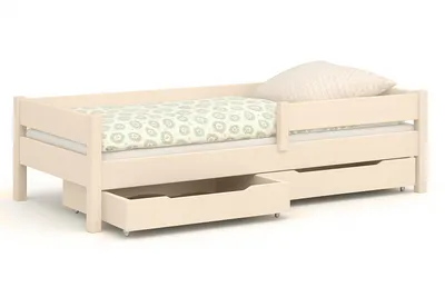 Produktbild von Kinderbett 180x80 Kinderbett mit Rausfallschutz & Lattenrost Naturbelassen 80 x 180 für Mädchen und Jungen Massivholz Kiefer und MDF Möbelplatte, ohne Matratze, mit Schubladen