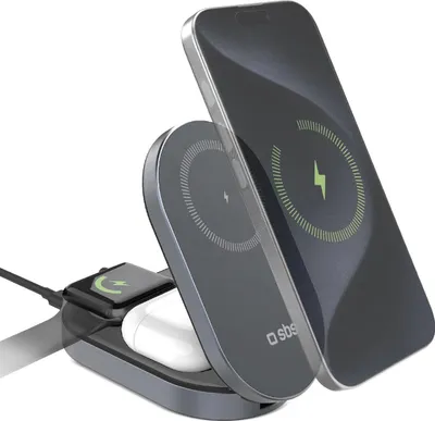 Produktbild von SBS TEWIRMAGFOLD31QI2MFI, Drinnen, Draußen, USB, Kabelloses Aufladen, Grau
