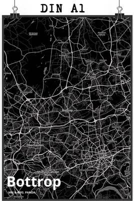 Produktbild von Mr. & Mrs. Panda Bild Bottrop DIN A1 - Geschenk, Stadt, drucke, wanddeko, Posterdruck, Wandbild, Dorf Karte Landkarte Map Stadtplan, kunstdruck poster