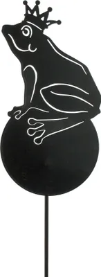 Produktbild von Gartenstecker Frosch Froschkönig Kugel Metall Beet Stecker Deko Figur Skulptur