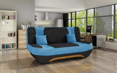 Produktbild von Krudox EVA 3 Sitzer Schlafsofa 189x88x90 cm Schwarz Blau Couch mit Schlaffunktion 120x182 cm Bettkasten Sofa mit Stauraum Stoff Alova
