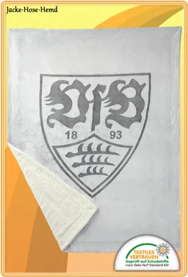 Produktbild von Decke VfB Stuttgart decke Sherpadecke Grau Kuscheldecke Gr. 150x200cm