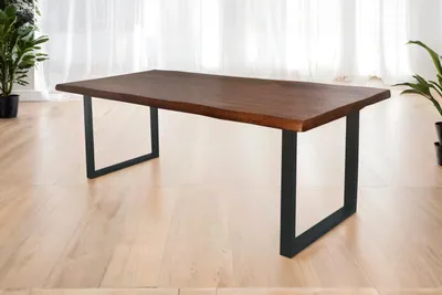 Produktbild von Esstisch Baumkante massiv Mango honigfarben 280 x 100 U-Gestell schwarz CALI