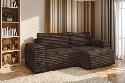 Produktbild von Kaiser Möbel L-förmiges Bohoo-Ecksofa mit Schlaffunktion stoff Velo Braun Rechts