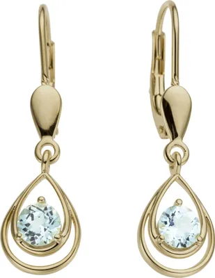 Produktbild von Ohrhänger Tropfen 585 Gold Gelbgold 2 Blautopase hellblau blau