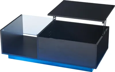 Produktbild von STILVORA Couchtisch Höhenverstellbarer Wohnzimmertisch Schwarz mit Stauraum und AblageKaffeetisch Sofatisch mit LED