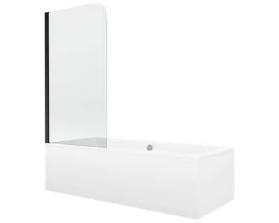 Zdjęcie produktu dla Mexen Cube wanna prostokątna 180 x 80 cm z obudową i parawanem 1-skrzydłowym 70 cm, transparent, czarny - 550518080X9007017000