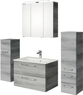 Produktbild von Badmöbel-Set Pelipal Kumba BxHxT 137 x 200 x 50 cm Frontfarbe graphit struktur quer 5-teilig und mehr mit Mineralguss-Wa