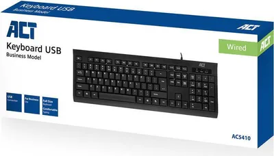 Produktbild von ACT Business-Tastatur USB (Qwerty/US-Layout), Volle Größe (100%), Kabelgebunden, USB, Membran Key Switch, QWERTY, Schwarz