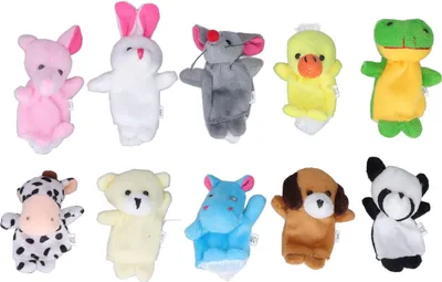 Produktbild von 10pcs Fingerpuppen Kurzes Plüsch niedlicher Cartoon Tierhandpuppenhandschuh für Kinder über 3 Jahre alt