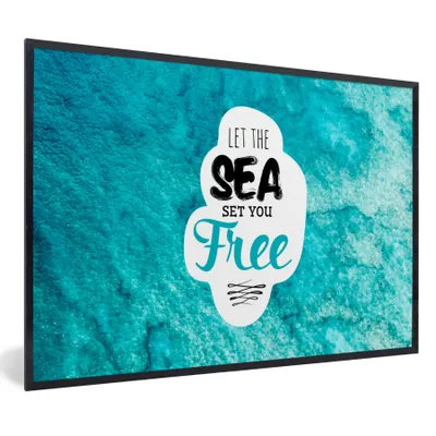 Produktbild von MuchoWow® Gerahmtes Poster Meer - Wellen - Sommer 90x60 cm - Poster mit Schwarzem Bilderrahmen Wandposter Rahmen Foto Bilder - Fotorahmen - Foto-Plakat