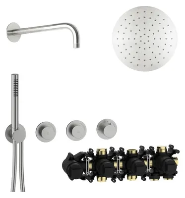 Produktbild von Herzbach MODUL7 IX Duschsystem P-RB250 mit PUSH Thermostat und Kopfbrause rund