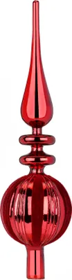 Produktbild von Christbaumspitze Glas mit Muster Samt - Streifen 39cm Chianti