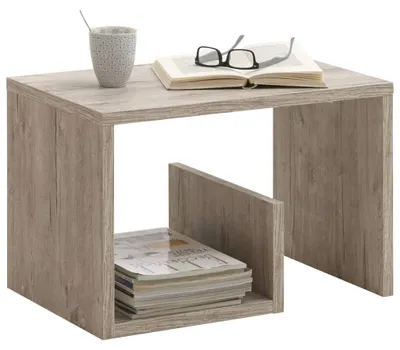 Image de FMD Möbel, table d'appoint modèle 632-001, en bois, finition chêne clair, dimensions : 59,0 x 36,0 x 38,0 cm
