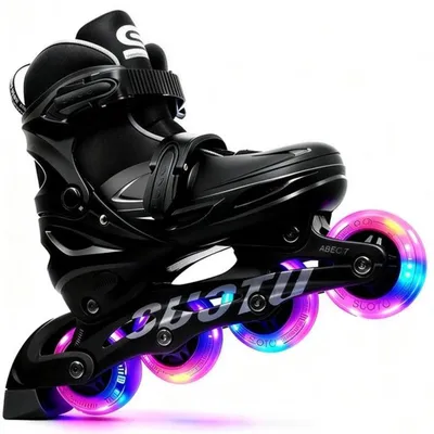 Imagen del producto de Suotu Patines en línea color : patines para niños con ajuste de talla en 4 posiciones y ruedas LED. Patines para niños con rodamientos ABEC-7