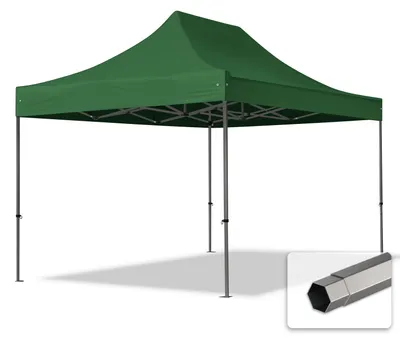 Obrázek produktu pro Nůžkový stan 3x4,5 m, ocel, bez bočnic tmavě zelená