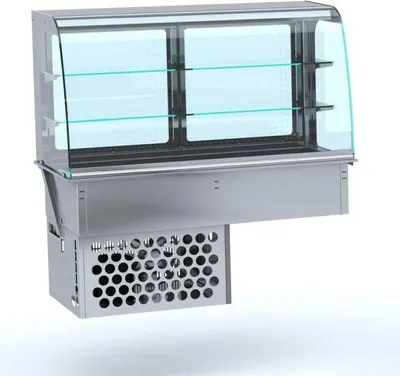 Image de Vitrine réfrigérée intégrée Combisteel avec superstructure en verre rond et refroidissement par ventilation forcée GN4/1