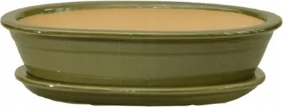 Immagine prodotto di Vaso bonsai ovale verde con base 25 cm