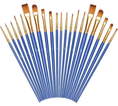 Productafbeelding van Pinselset, nylon kunstpenseels, geschikt voor acryl- en olieverf, 20 stuks, blauw - 20 stuks