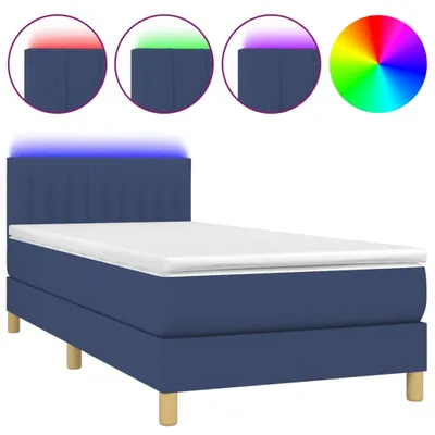 Produktbild von vidaXL Boxspringbett mit Matratze & LED Blau 100x200 cm Stoff