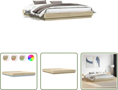 Obrázek produktu pro The Living Store Rám postele s LED diodami Sonoma dub 200x200 cm