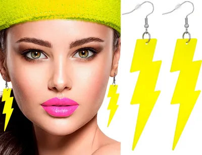 Produktbild von NEONBLITZGELBE Ohrringe 80er 90er Disco Outfit