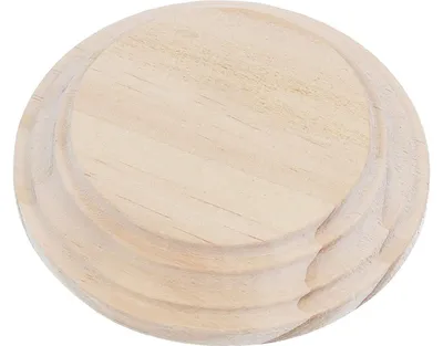 Immagine prodotto di Base in legno di pino massello, altezza 1,5 cm. Diametro inferiore: 9 cm. Altezza: 7 cm. Altezza: 1,5 cm