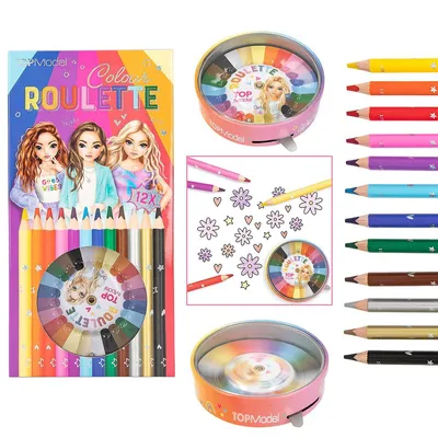 Immagine prodotto di Depesche 12103 TOPModel Colour Roulette - gioco da colorare con 12 pastelli sottili e una roulette dei colori con una pallina per scegliere il colore successivo