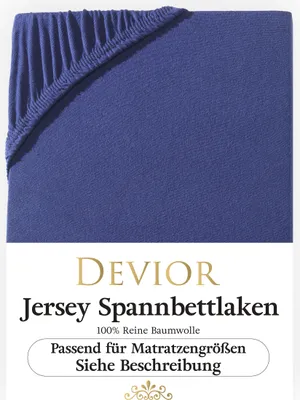Produktbild von Devior Jersey Spannbettlaken 180x200 - 200x220 navyblau Bettlaken 100% Baumwolle für Boxspringbett und Wasserbett