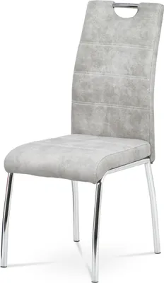 Produktbild von Esstühle, silberne Stoff Cowboy in Vintage Lederdekor, Metall vier -leggiert -HC -486 SIL3