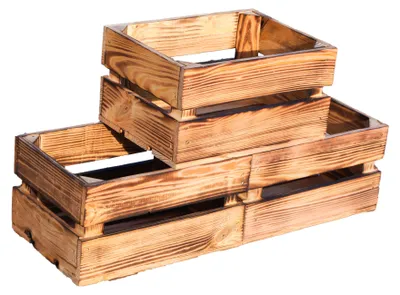 Produktbild von 3er set Kleine Holzkiste "Frieda" flambiert