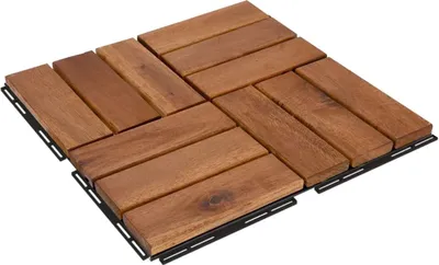Produktbild von 3m² Holzfliesen Terrassenfliesen Holz Fliesen Mosaik 30x30 cm - 33 STK Balkonfliesen wetterfest aus Akazienholz mit Klicksystem für Terrasse Balkon