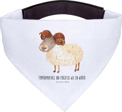Produktbild von Mr. & Mrs. Panda Halstuch Hund Sternzeichen Widder - Weiß - Geschenk, Hunde-Bandana, Geburtstag April, Dreieckstuch, Bock, Hunde Hals Tuch, Bandana, März, Schafbock