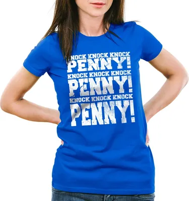 Produktbild von style3 knock knock knock Penny! T-Shirt Damen, Farbe:Blau, Größe:L