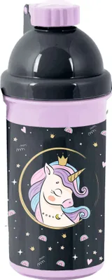 Obrázek produktu pro Paso School Bidon fialovo-černý s jednorožcem 550ml